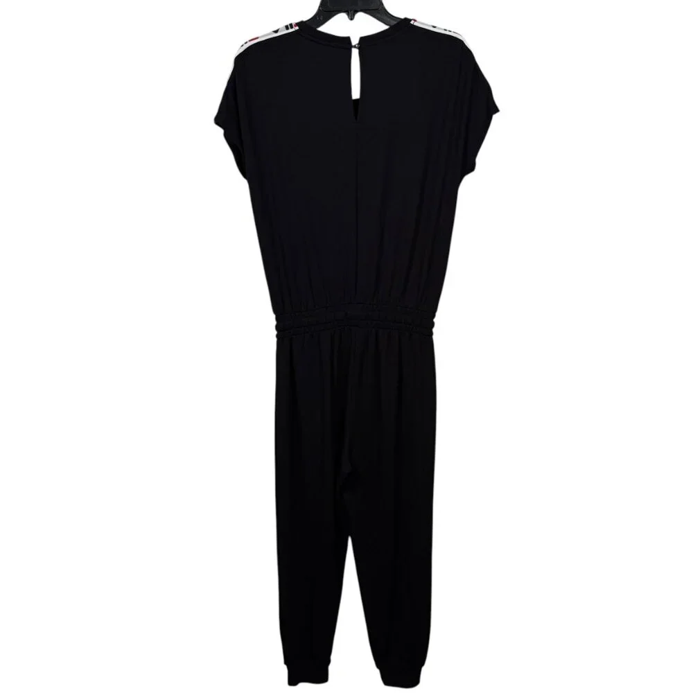 FILA Jumpsuit Womens Small Black 90s Logo Rayon Elastic Waist Stretch Casual - Picture 2 of 5